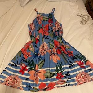 Tropical fit and flare dress